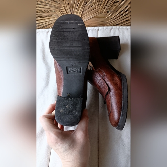 Vintage Enzo Angiolini Brown Women's Leather Loafer Heels_10 - Picture 7 of 8
